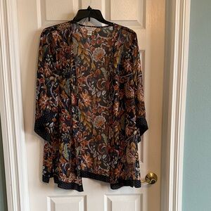 Christopher & Banks Multicolor Floral Sheer Kimono